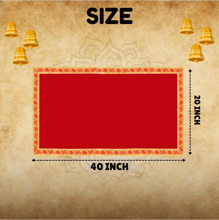 Aasan Velvet baithak Assan Big Large Plain Velvet Pooja rumal Aasan Cloth/Chowki Kapda for Puja Table use for Puja Cloth Home Mandir Temple Item for Decoration (Red, 40/20 inches)