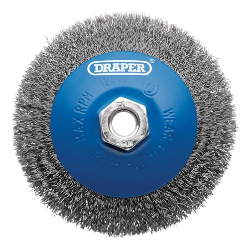 Draper Crimped Wire Wheel Brush | 115 mm Angle Grinder Compatibility | Rust Removal Cleaner | 08065