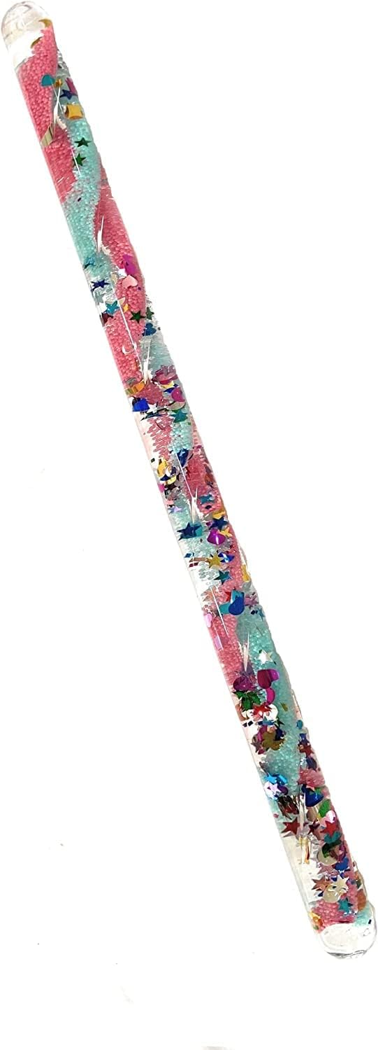 Star Magic Spiral Glitter Wand Hand Fidget Wonder Tube Pointing Sensory Fidget Learning and Educational Wand 2 Wands (Blue/White, Aqua/Pink)
