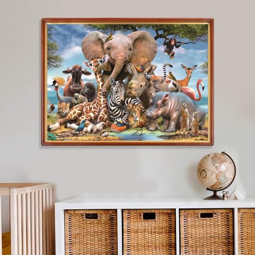 Jigsaw Puzzles for Adults 1000 Piece Animal Kingdom 27.56 x 19.69 Inch Elephant Puzzles for Adults Educational Challenge 1000 Pieces Rhinoceros Zebra Giraffe Puzzles - Image 2