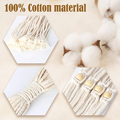 Ourwarm 5 Pack Macrame Plant Hanger Indoor Outdoor Hanging Planters + 5 Hooks, Hanging Planter Basket Handmade Flower Pot Holder For Hanging Flower Pots With Beads 65In / 55In/47In/41In/31In Ivory #TOP2