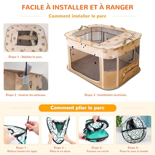 Parc pour chien pliable ALLSOPETS marron taille L - 6