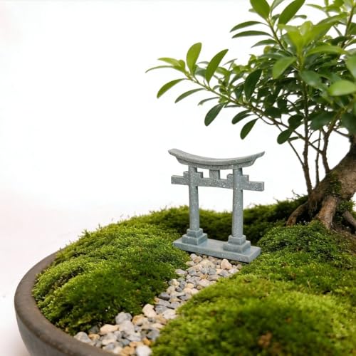 Image of livelyfish Aquarium Asian Decorations Japanese Shinto Torii Gate Fish Tank Ornament Miniature Shrine Japan Style Sandstone Underwater Landscape Decoration, S
