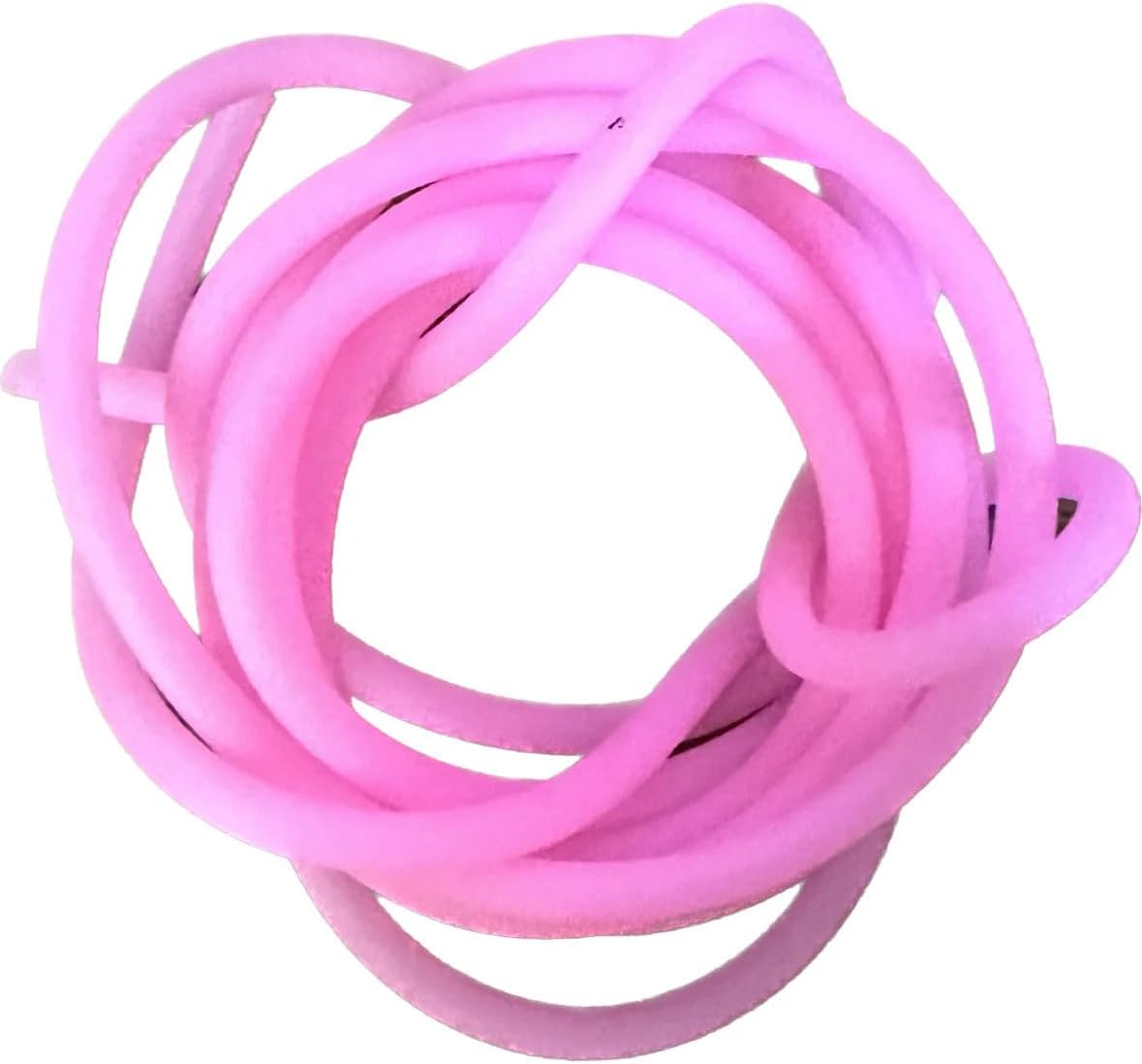 Extra Thick Large Rubber Knitting Barber Cord with 2mm Hole Rubber Tubing Stitch Keeper Rubber for Knitting Projects and Jewelry Making in a Tin (Pink)