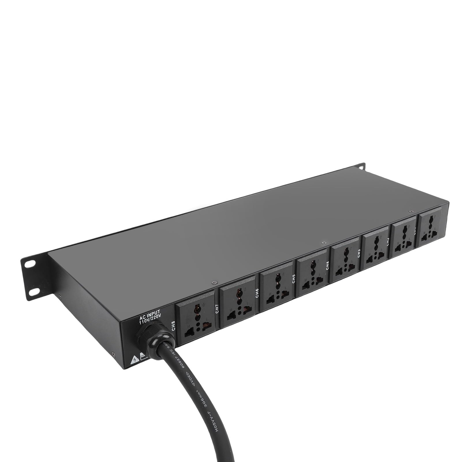 PUSOKEI Power Sequenzer Conditioner mit 10 Ausgängen, Unabhängiger Schalter, USB Anschluss und Digitaler Bildschirmspannungsanzeige, mit Kurzschluss-Überlastungsschutz, für die Heimkino (EU-Stecker)