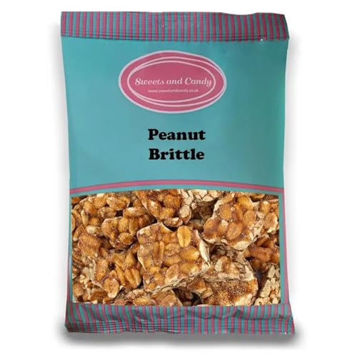 Sweets and Candy Peanut Brittle 1Kg - Traditional Chunks of Peanut Brittle - Roasted Peanuts Wrapped in Crunchy Caramel - Retro Shards of Nut Cluster - Bulk 1 Kilo Bag - Pick & Mix Share Size Bag