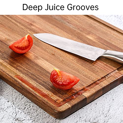Large Acacia Wood Cutting Board For Kitchen - Caperci Better Chopping Board With Juice Groove & Handle Hole For Meat (Butcher Block) Vegetables And Cheese, 18 X 12 Inch #TOP2