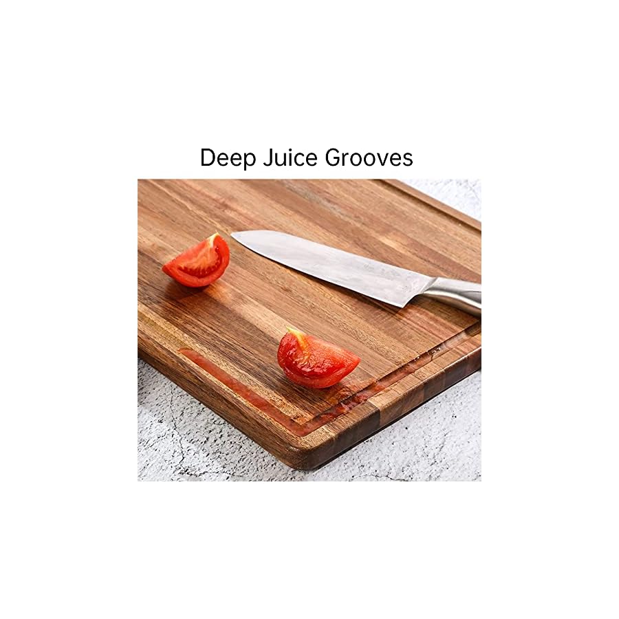Large-Acacia-Wood-Cutting-Board-for-Kitchen-Caperci-Better-Chopping-Board-with-Juice-Groove-Handle-Hole-for-Meat-Butcher-Block-Vegetables-and-Cheese-18-x-12-Inch Large Acacia Wood Cutting Board for Kitchen - Caperci Better Chopping Board with Juice Groove & Handle Hole for Meat (Butcher Block) Vegetables and Cheese, 18 x 12 Inch