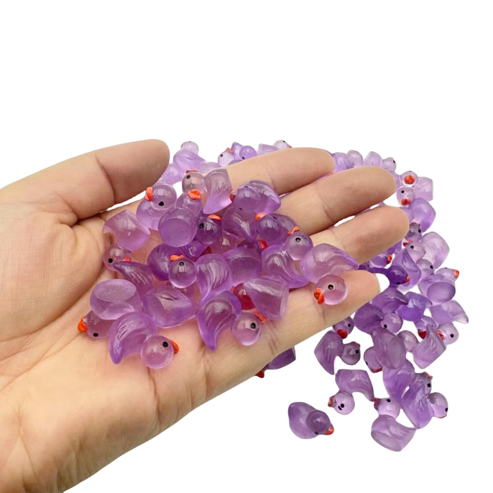 100pcs Mini Resin Duck,15 mm Dollhouse Décor Glow in The Dark for Aquarium Decor Micro Fairy Garden Landscape Hide,Seek Party Toys,Easter Basket Stuffer - Image 3
