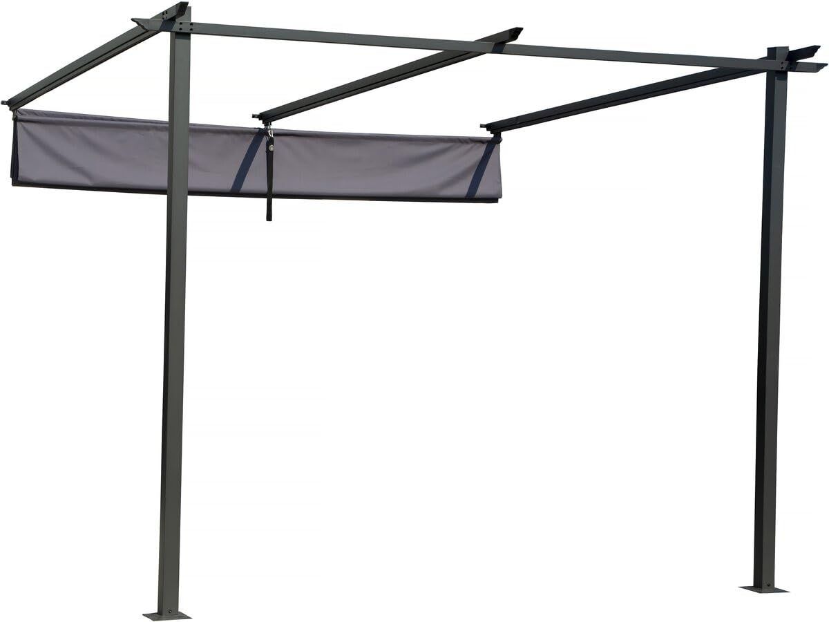 Pergola adossée avec Toit rétractable - 3 x 3 m - Gris Anthracite