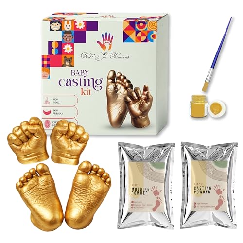 Mold Your Memories Baby Casting | Hand Casting Kit | Handprint Footprint Kit | Baby Hand and Foot Casting | Hand Impression | Newborn Gift (4 Cast)