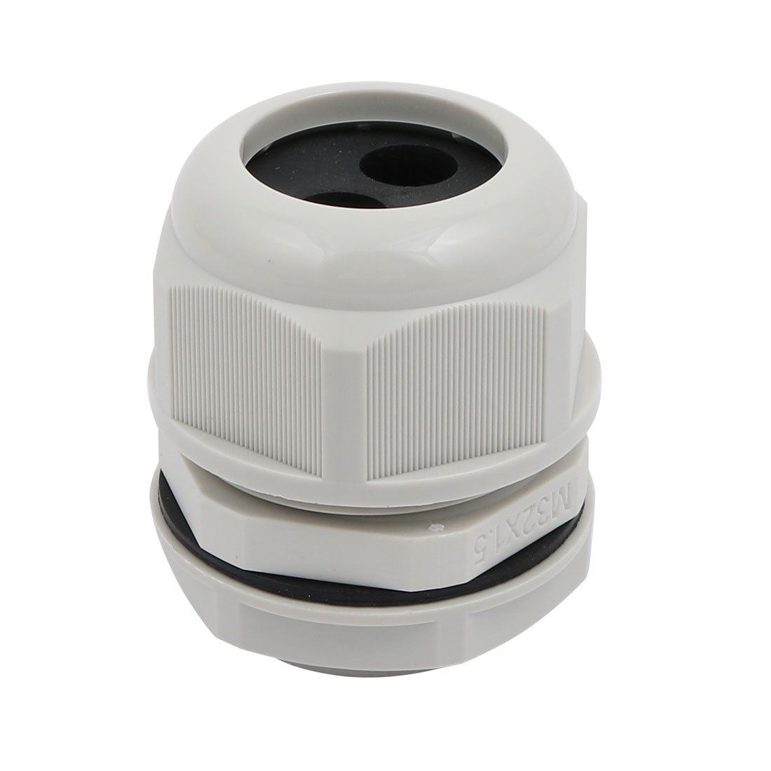 Aexit M32x1.5mm Nylon Transmission 2 Holes Adjustable Cables Gland Fixing Connector Joint Gray