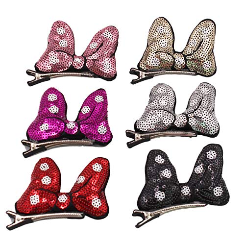 Céllot CELLOT-XY-20 6 Pack Mouse Ear Clips, Glitter Sequins Hair Bows Cute Mickey Ears Hair Clips Barrettes thumb #1