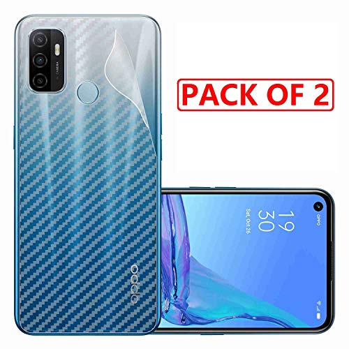 Image of Compatible with (Pack of 2) Oppo A53 Back Screen Protective Film Carbon Fiber Skin Transparent Screen Guard Sticker
