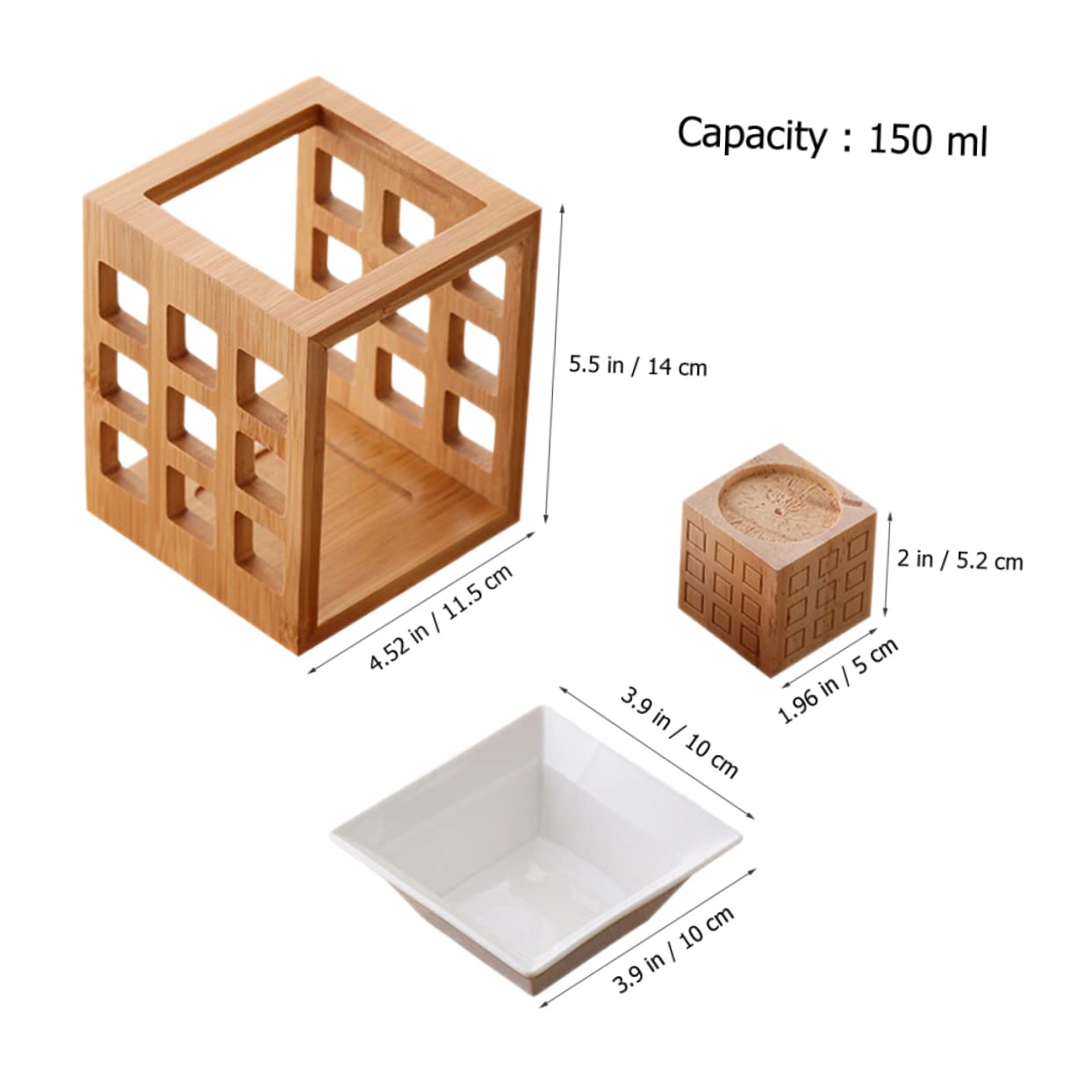 DECHOUS Bruciatore Oli Essenziali in Legno e Ceramico 150ml per Yoga e Salotto Diffusione di Profumo