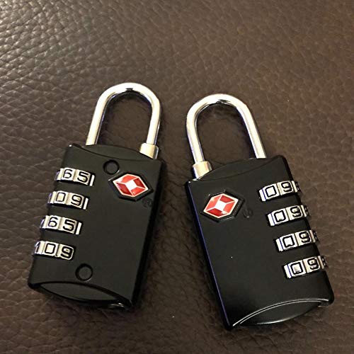 Image of DKY 2 Pack TSA Luggage Locks - Approved Travel Lock for Suitcases & Baggage Combination Lock - 4 Digit Padlock for School Gym Sports Locker Fence Toolbox Case Hasp Storage - Black