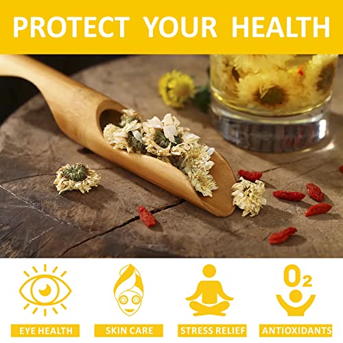 Goofoo Chrysanthemum Tea, Dried Whole Gongju Chrysanthemum Buds, Edible Chinese Flower Loose Leaf Herbal Tea Beverages, Organic Natural, 1 Oz 菊花茶 Mother's Day Gift #TOP3