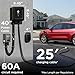EVIQO Level 2 EV Charger, 48 Amp, J1772 Charger for Non-Tesla EVs, 25ft Cable, WiFi (2.4GHz) Smart App, Weatherproof Indoor/Outdoor (IP66, NEMA 4), UL & ETL Certified, Hardwired 240V, 11.5kW