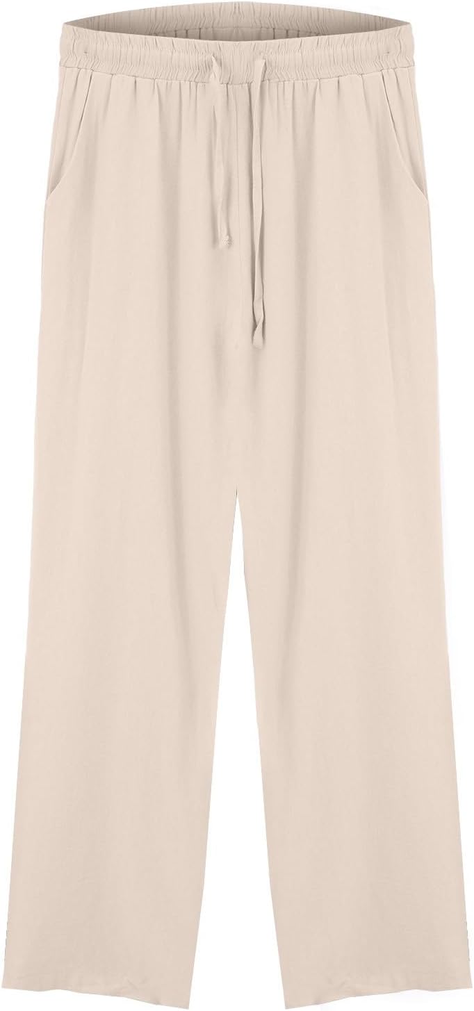 Linen Pants for Women Straight Leg Palazzo Gauze Pants Petitie Cotton High Waisted Causal Summer Beach Trousers - Image 4