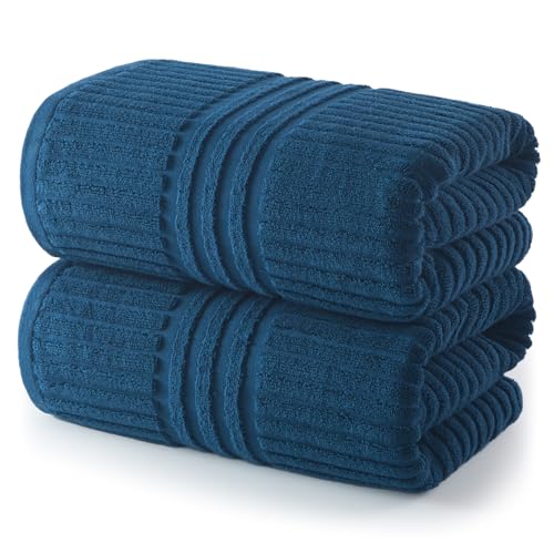 ecolook 2 Pack Large Bath Towels Set with Hanging Loop 100% Cotton
