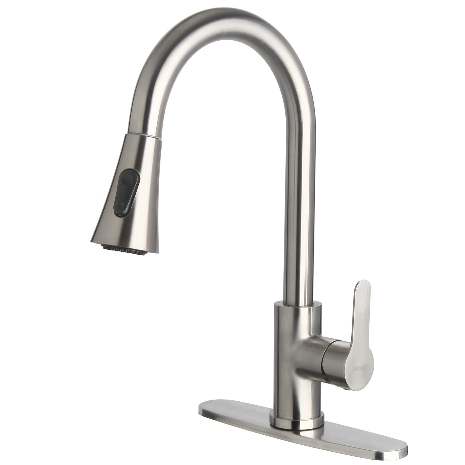 Kohonby Single Handle Kitchen Faucet with Pull Down Sprayer Modern Stainless Steel Arc Kitchen Faucet Brushed Nickel, Commercial Kitchen Sink Faucet with Deck