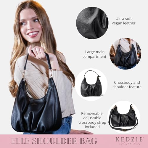 KEDZIE Elle Shoulder Bag Vegan Leather Crossbody Purse for Women - Chestnut2