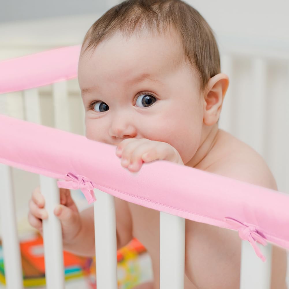 3PCS Baby Crib Rail Cover Cot Rail Protector Set Crib Anti-Collision Protection Edge Strip Infant Bed Rails Protective Covers Playpen Wrap Guardrail Soft Padded Cushion Fits Side and Front Rails