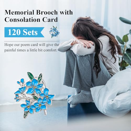Sasylvia Funeral Favors Bulk Forget Me Not Pins Celebration of Life Memorial Pins for Funeral Customize Brooches Poem Cards4