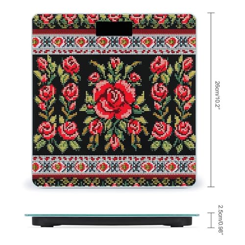 Báscula Digital Blanca con Diseño Bordado Ucraniano miniatura 2