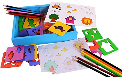 AdiChai Wooden Toys Stencils and Painting accesories - Educational Wooden Toys for Kids