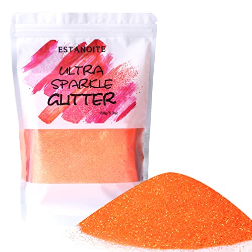 Iridescent Fine Glitter 150g Rainbow Glitter Powder for Resin Tumblers Slime and Craft Making Nail Art Festival Decor Cosmetic Glitter for Body Face Eyeshadow (Iridescent Orange)