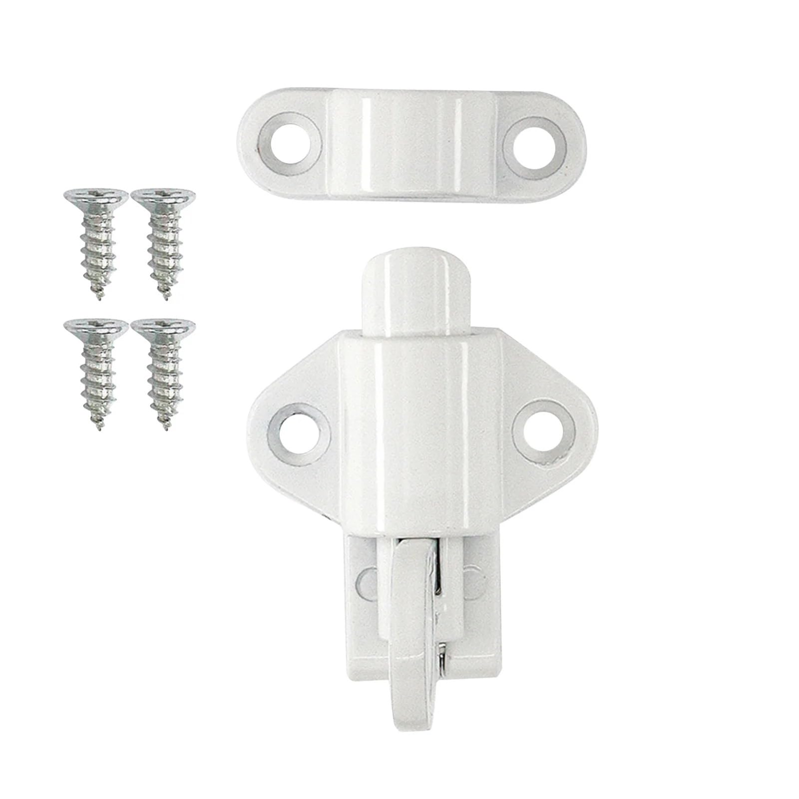 Lovssu White Garden Gate Latch Aluminum Alloy Gate Window Security Pull Ring Spring Bounce Door Bolt Latch Lock Black Silver(White)