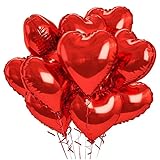 5 Folienballons * ROTES HERZ * als Deko oder Geschenk zum Valentinstag, Hochzeit und Geburtstag | 45cm groß, für Luft und Helium | Rot Herzluftballons Luftballons Ballon Party Ballongas