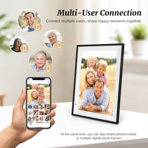 Image of Digital Picture Frame 10.1 Inch Digital Photo Frame 32GB Storage, WiFi Picture Frame with1280x800 IPS Touch Screen, Auto-Rotate Photo Frame Share Your Photos and Videos via AiMOR App, Black