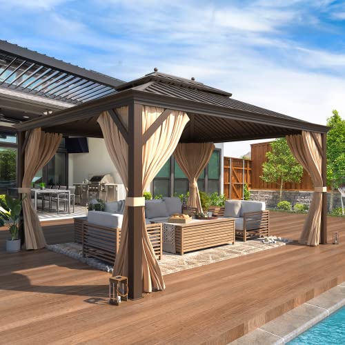 YOLENY 10' x 12' Hardtop Gazebo with Double Galvanized Steel