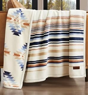 Reversible Plush Throw - 50" x 70" (1, Savanna Stripe)