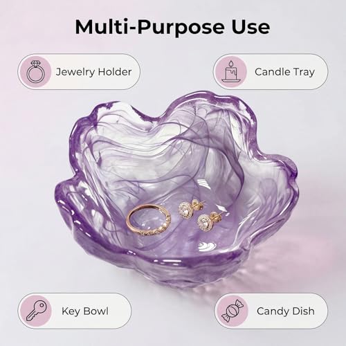 Image of Flower Jewelry Dish Ring Holder Jewelry Tray Cute Vanity Organizer Room Decor Aesthetic Nightstand Bathroom Bedroom Decor Trinket Dish Small Valentine's Friendship Christmas Birthday Gifts for Women