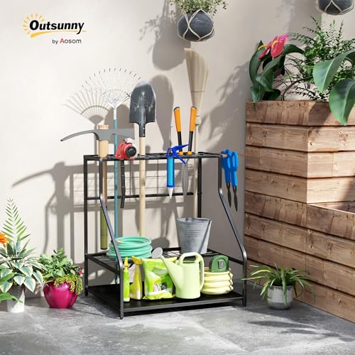Support de garage à 3 niveaux Outsunny avec crochets pour outils