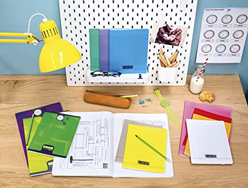 Calligraphe 18197C A Set of 10 Purple Stapled Notebooks (Clairefontaine), 24x32 cm, 96 Seyes TriColoure Pages - Image 3
