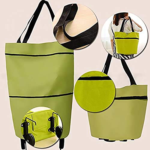 BANGSUN Großer faltbarer Einkaufstrolley für Damen mit zwei Rädern – Bild 4