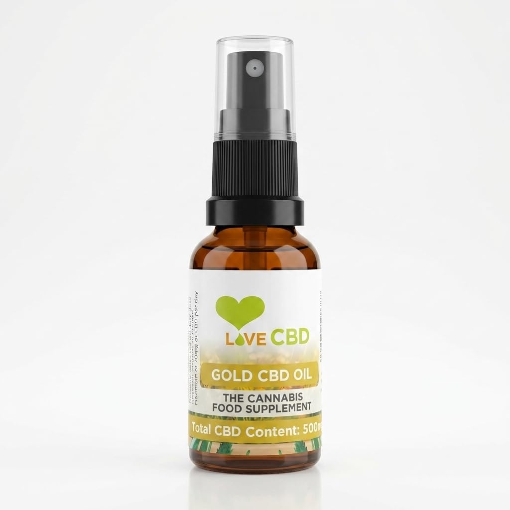 Love CBD Oil Spray - 500mg CBD - Broad Spectrum - Natural Flavour - THC-Free - 20ml - UK Made