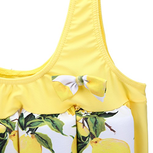 Wowelife Baby Float Suit with Arm Bands Toddler Floating Swimsuit with 8 Removable Buoyancy Sticks for Boys and Girls, 1-4 Years (Yellow Fruit, M(Chest 60,Length 42cm))