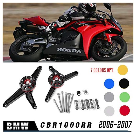 LoraBaber Accesorios de la motocicleta CBR1000RR CBR 1000RR CBR 1000 RR 2006 2007 Protector anti-choque Para Honda CBR1000 RR Control deslizante de marco (rojo)