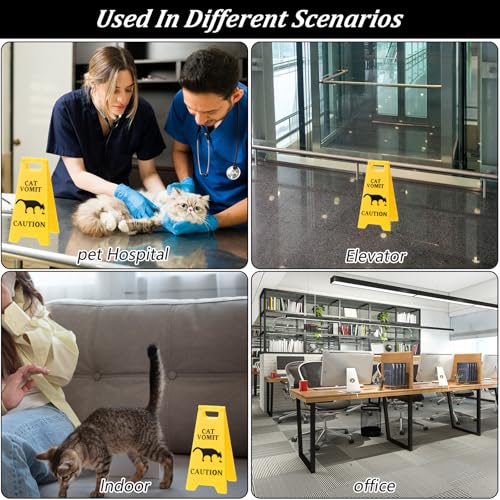 HJZHII 2 Stück Katzen Kotz Schild,Katzen Geschenk,Cat Vomit Sign Warnschild Lustige für Erbrochenes Haustieren 3D Gedruckte Haustier Erbrochenes Schild Prank Geschenk für Katzen