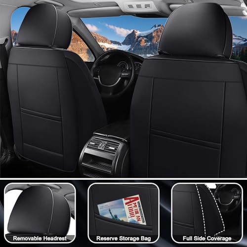 Image of Sequoia Seat Covers Custom Fit for Toyota Sequoia 2001-2026, Waterproof Nappa Leather Car Seat Cover, Comfortable and Anti-Slip Full Set Car Seat Covers(5 Seats /Black White)