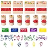 15Pcs Summer Ice-Cream Wooden Rubber Stamps for Crafting, Wood Rubber Stamp for Scrapbooking DIY Craft Card Stamps Pads Decorative Rubber Stamps Ink Pads for Kids Stamps Birthday Gift Card Making Kit