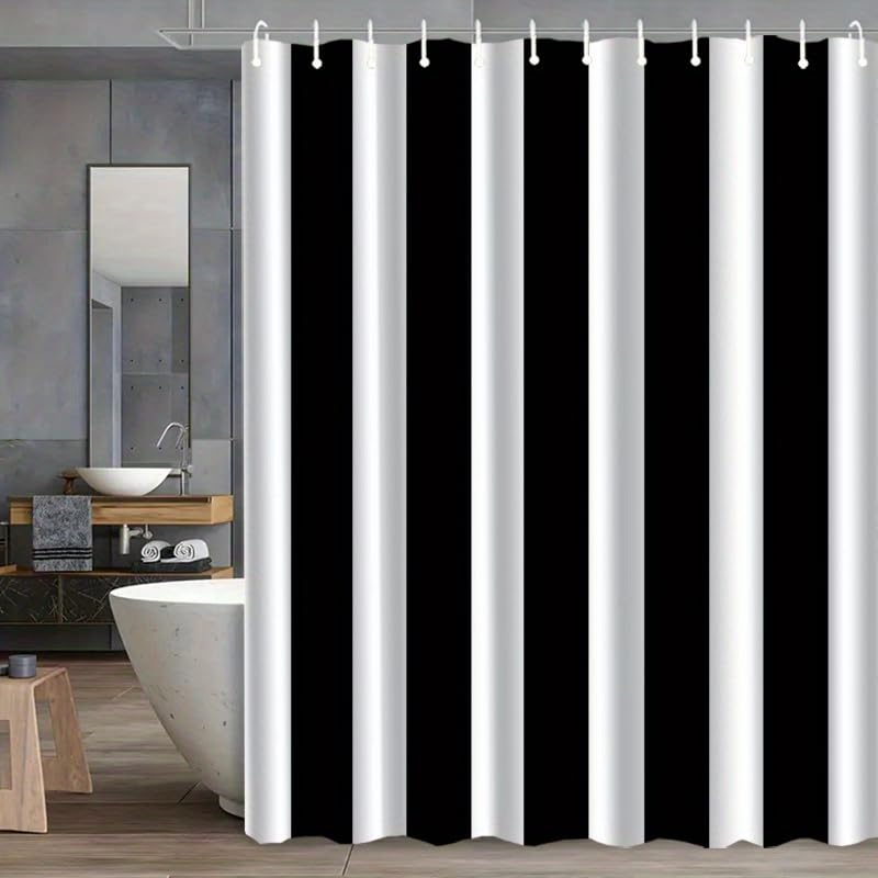 Rideau de douche moderne en tissu premium au design graphique épuré