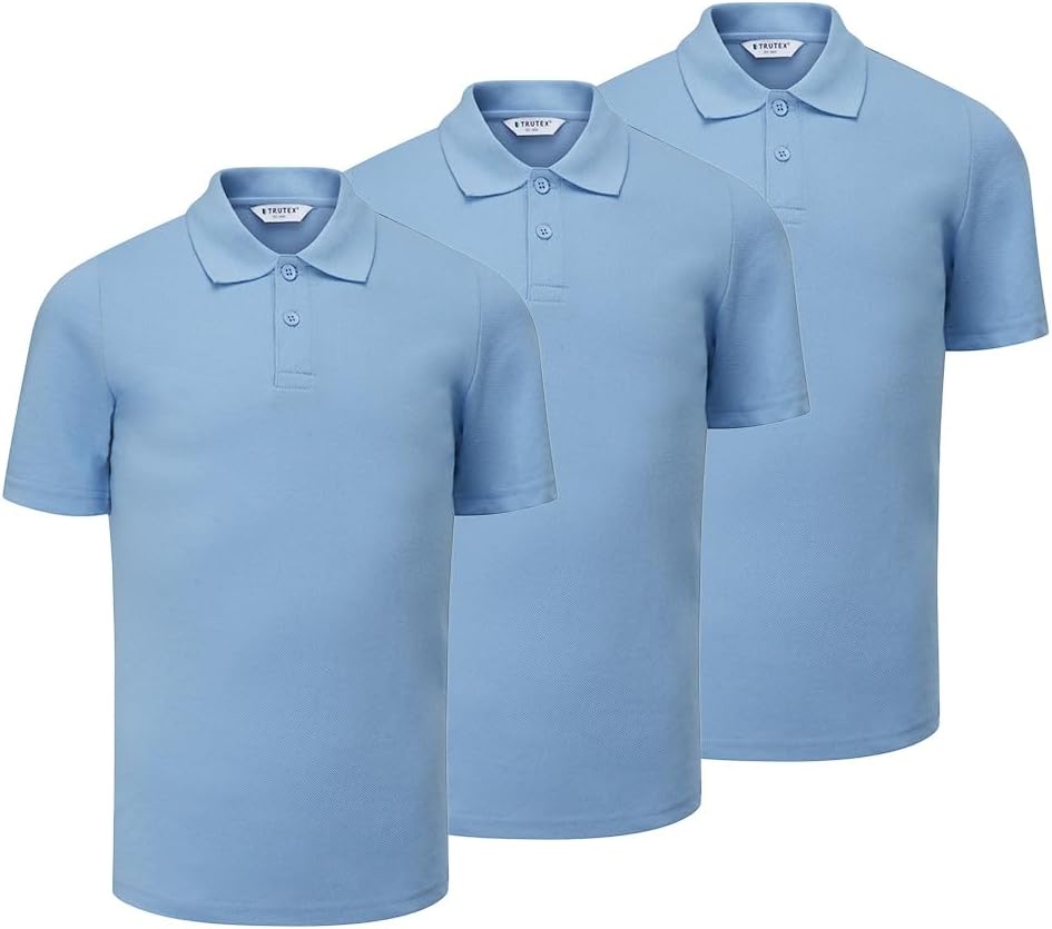Basics 3 Pack Regular Fit, Short Sleeve School Polo Shirts for Boys and Girls (2-16 Years), Unisex Kids Polo Shirts Boys and Girls, Ideal for PE Kits - Genuine School Uniform