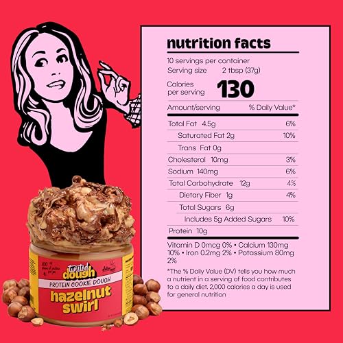 Image of Twisted Dough Protein Cookie Dough, Hazelnut Swirl Flavor, 2 Pack, 100g Protein, Healthy Snacks, Gluten Free Edible Cookie Snack, High Protein Low Carb & Low Sugar Dessert for Kids & Adults, Keto Friendly