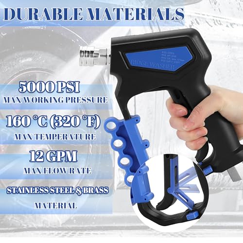 Image of RIDGE WASHER Pressure Washer Gun Swivel, 5000 PSI, 12 GPM | Power Washer Gun with 1 /4 inch Quick Connector, 360 3 /8 NPT Thread, M22-14mm Fitting, M22-15mm Fitting